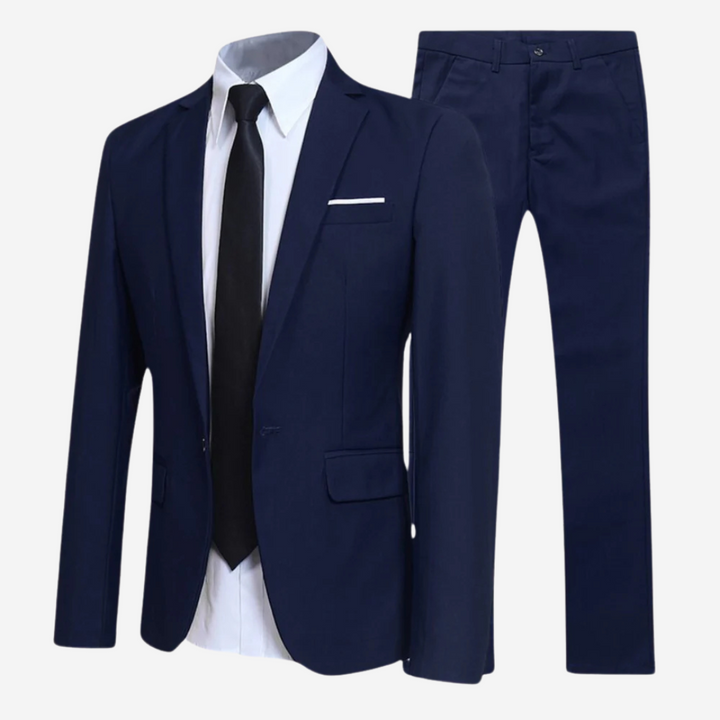 Stylish men's navy slim fit 2-piece suit, ideal for modern formal wear, smart casual, and professional events.