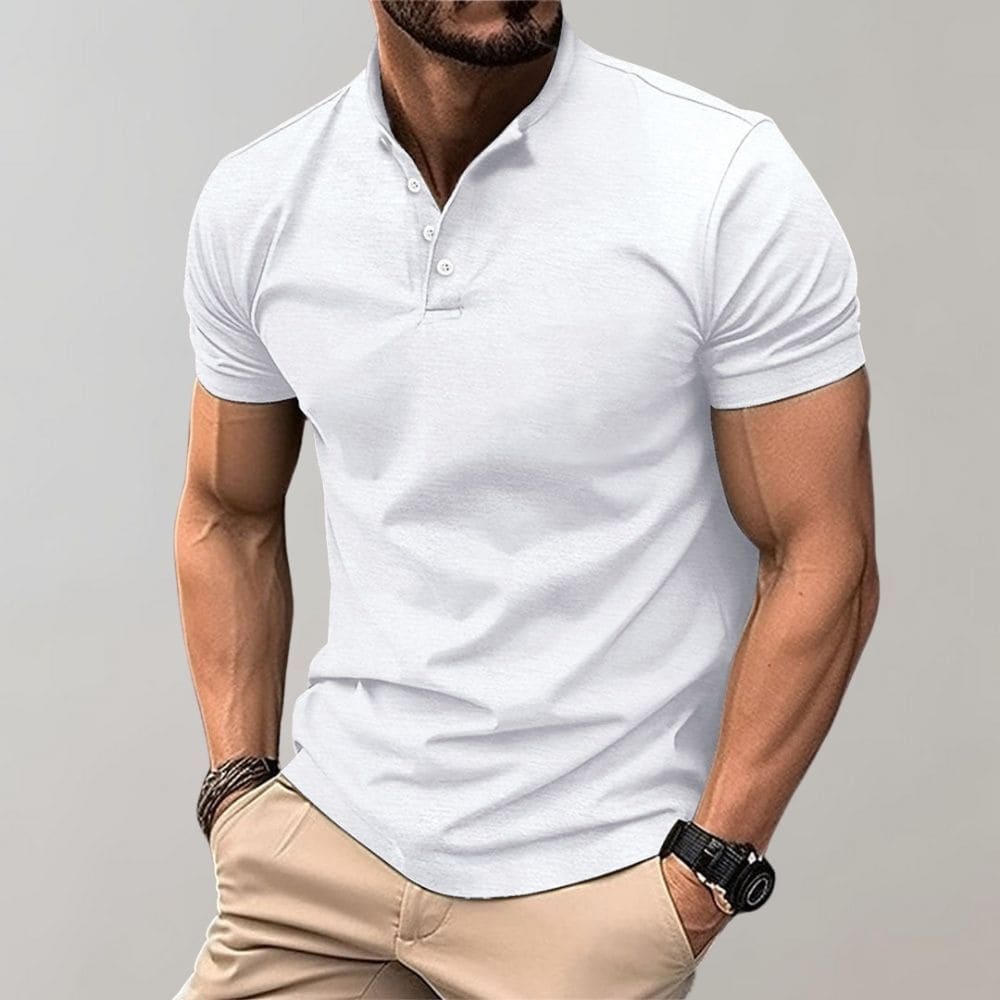 Elegant men's casual polo shirt, perfect for versatile summer & spring fashion apparel.