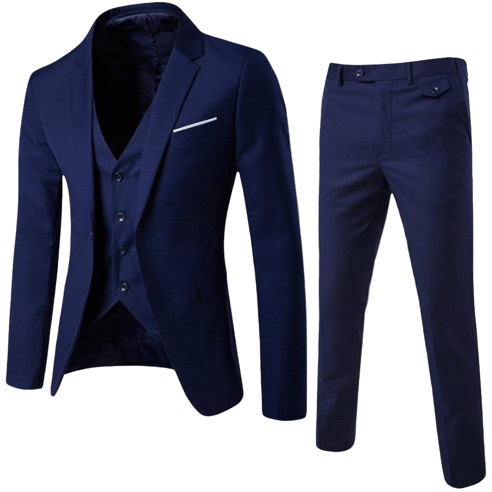 Men's tailored spring suit set in classic style, ideal for weddings & elegant occasions.