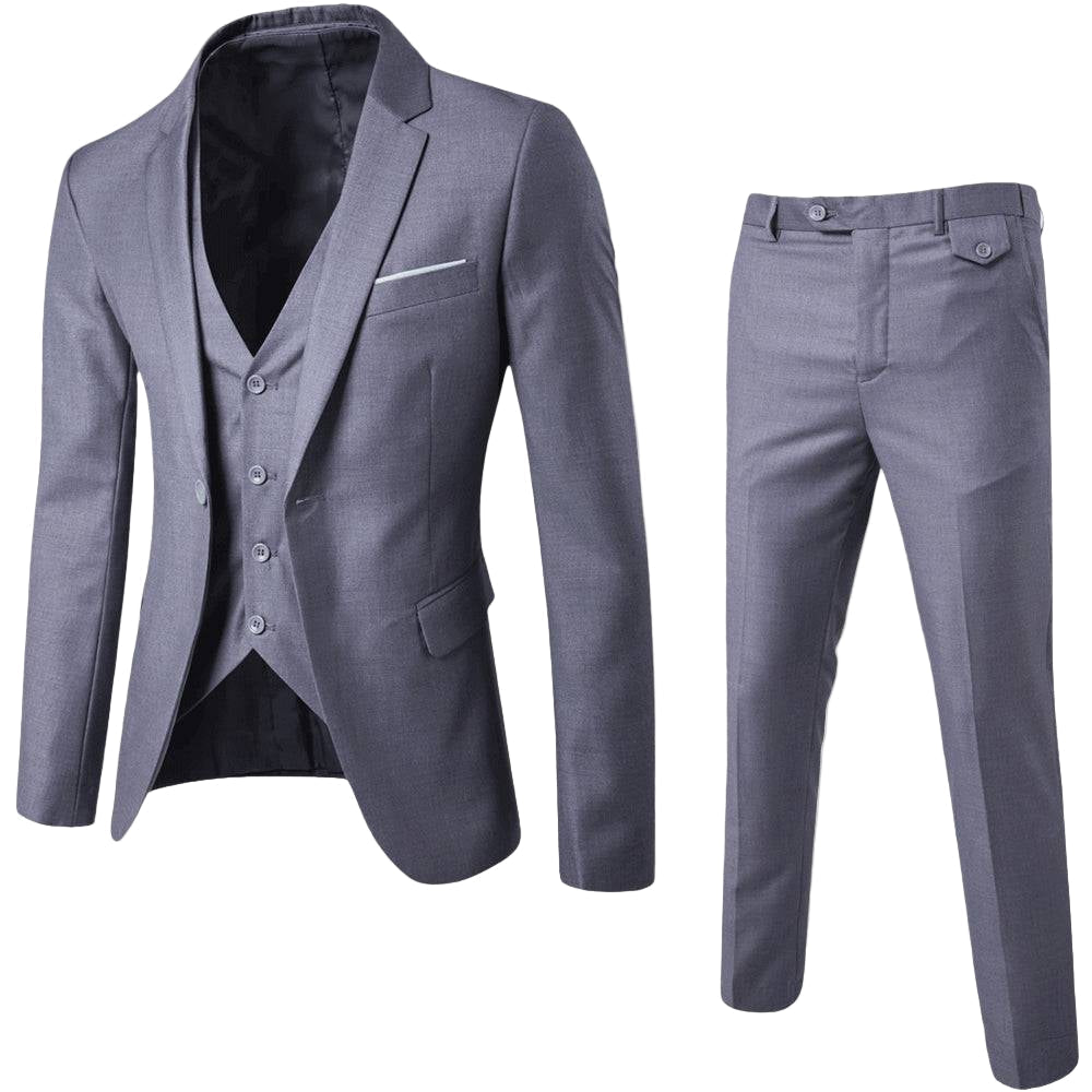 Versatile men's classic tailored suit, perfect spring formal wear for weddings or business.