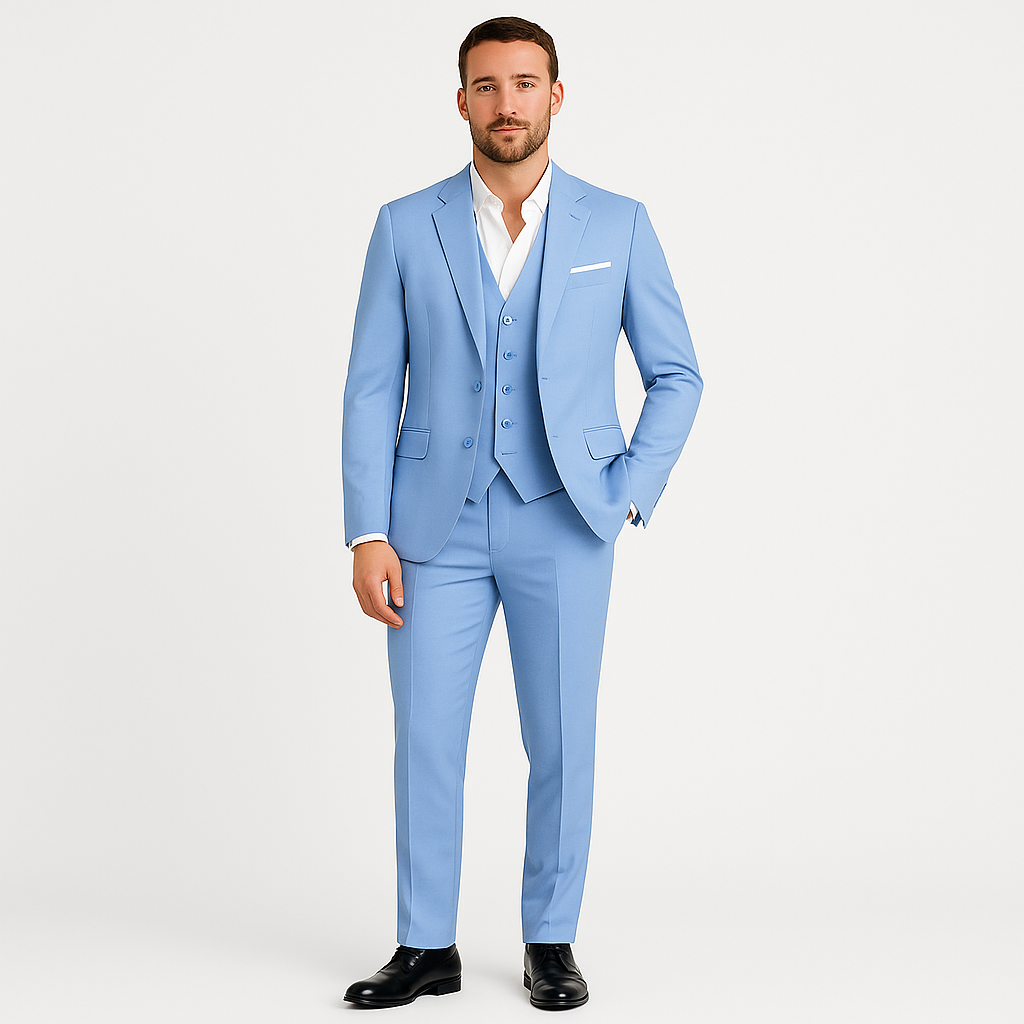 Men's elegant classic tailored two-piece suit set for spring, perfect formal & business wear.