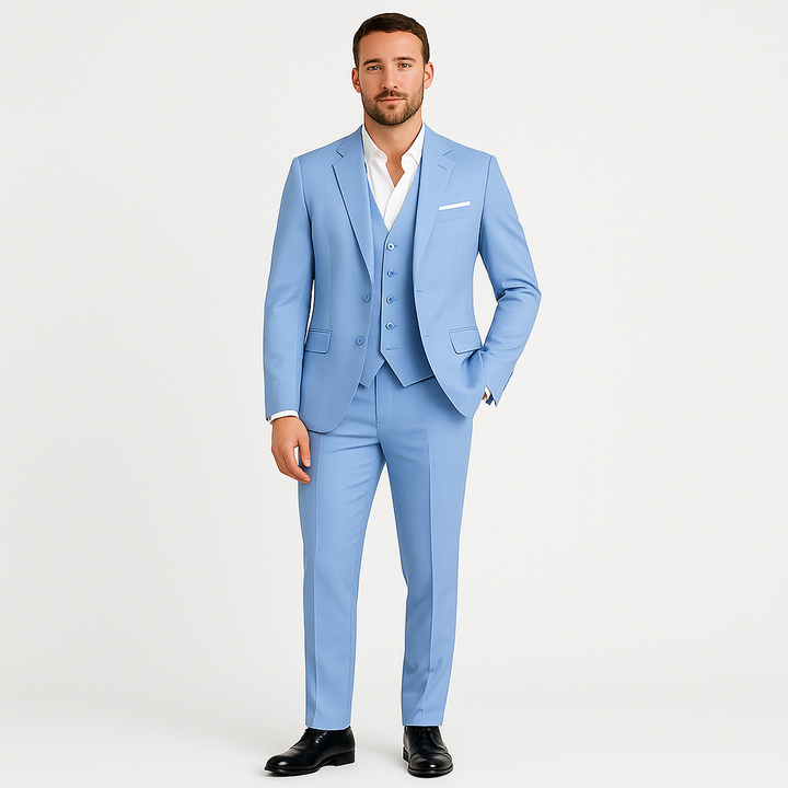 Men's elegant classic tailored two-piece suit set for spring, perfect formal & business wear.