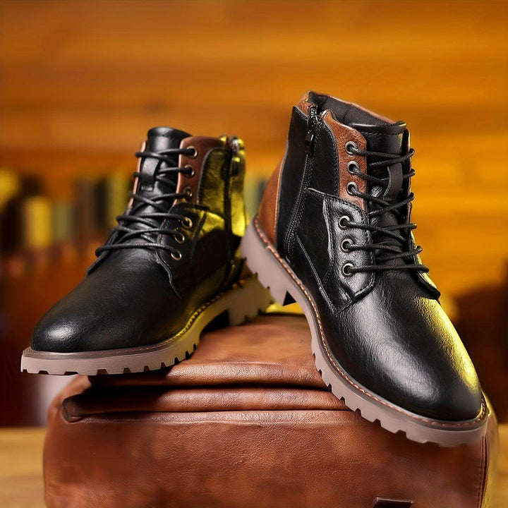 Versatile men's dress boots featuring an elegant zipper, suitable for formal and smart casual men's style.