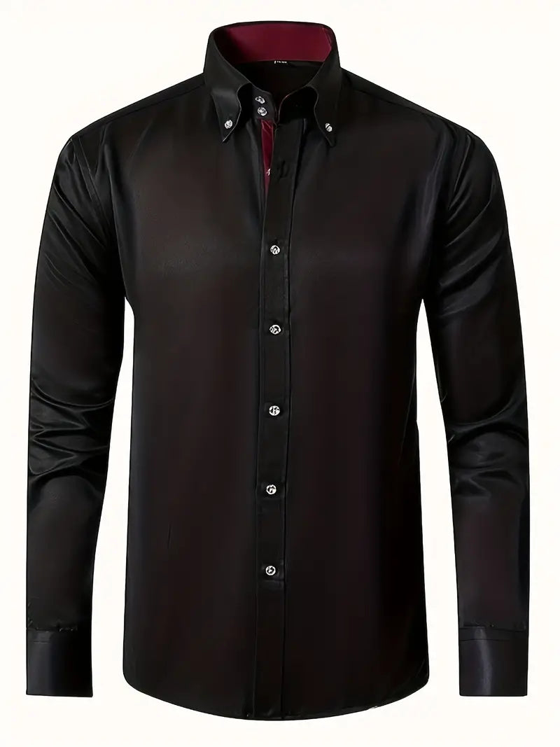 Classic men's tailored fit dress shirt, long sleeve, button-up, perfect for professional office attire.