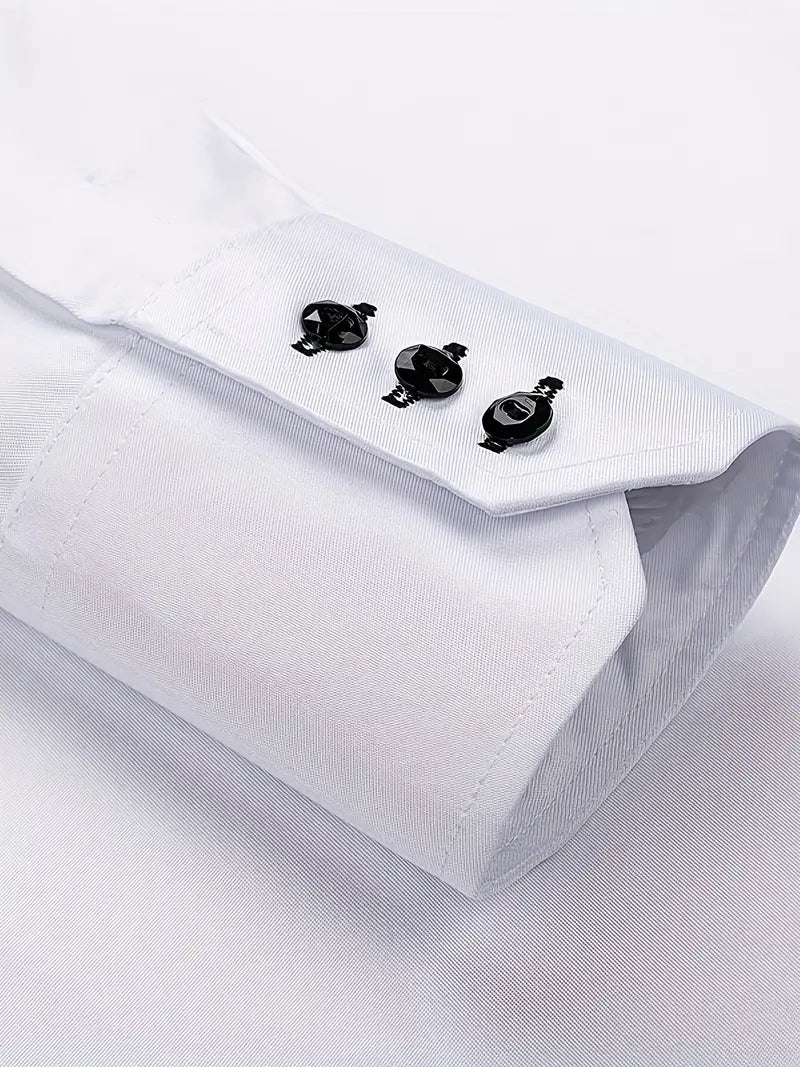 Men's long sleeve formal dress shirt, elegant button-up for professional business and special occasions.