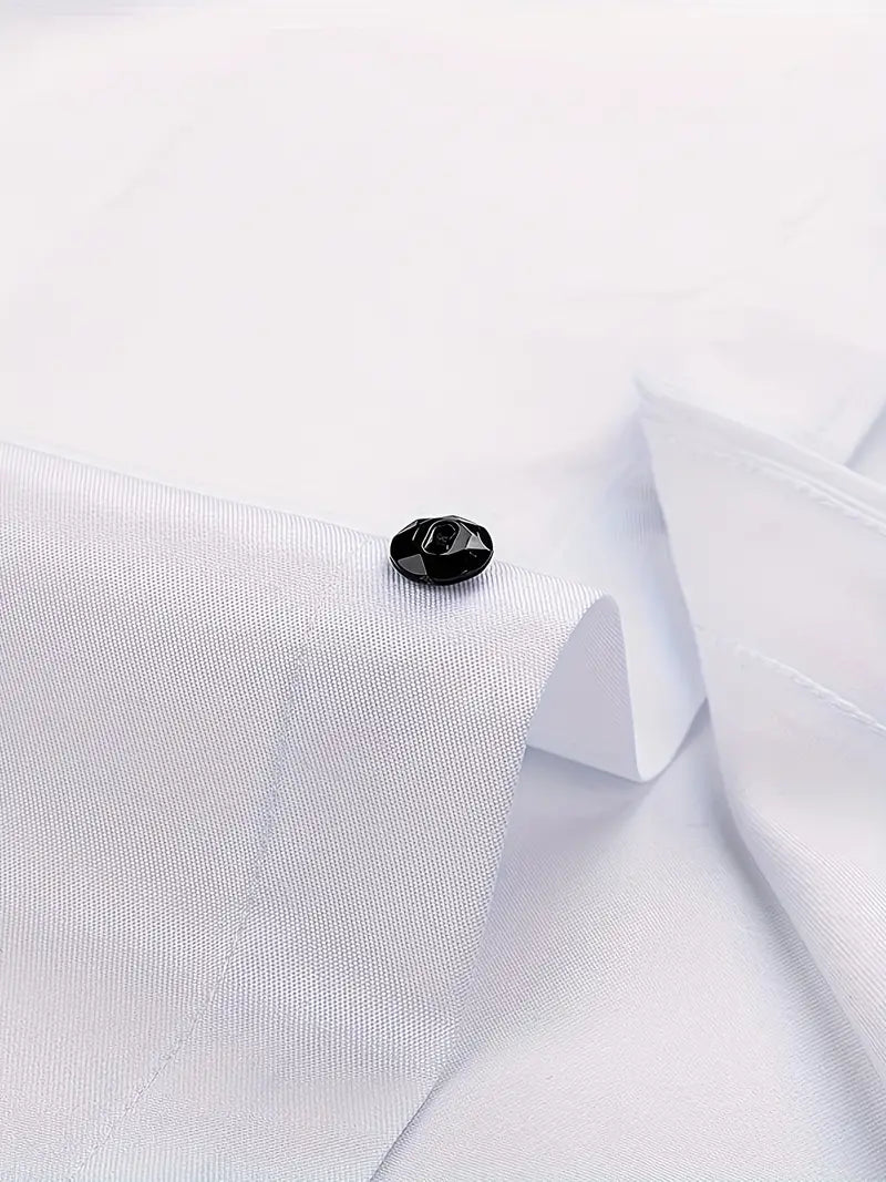 Classic men's business wear dress shirt, tailored fit, button-up, long sleeve, professional office attire.