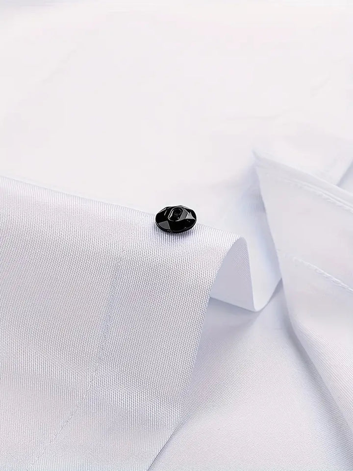 Classic men's business wear dress shirt, tailored fit, button-up, long sleeve, professional office attire.