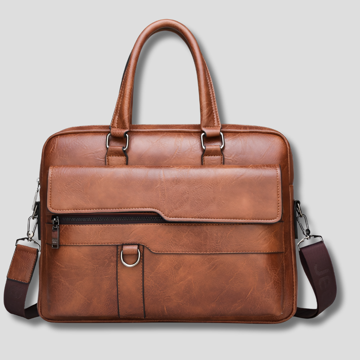 Elegant men's genuine leather shoulder bag in a stylish design, perfect for daily essentials & sophisticated carry.