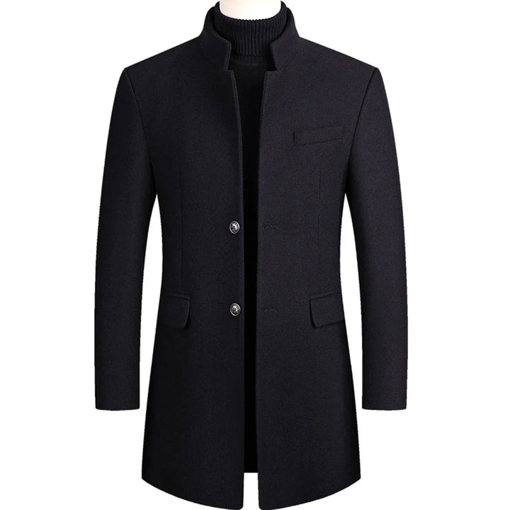 Elegant men's long formal winter coat, perfect for business and sophisticated classic style.