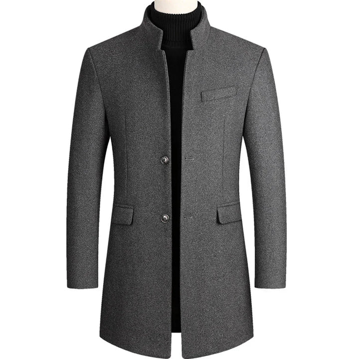 Men's sophisticated long formal coat for winter. Ideal elegant outerwear for a layered business look.