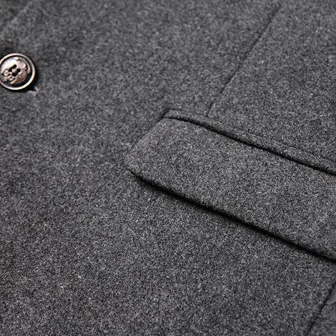 Classic men's elegant long formal coat. Winter outerwear for a refined business look, warmth and style.