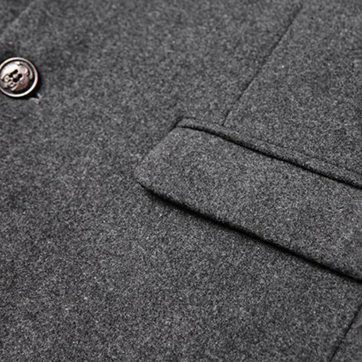 Classic men's elegant long formal coat. Winter outerwear for a refined business look, warmth and style.