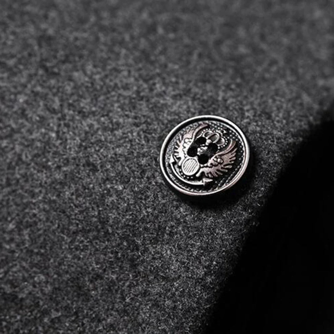 Men's elegant formal long winter coat. A sophisticated classic for business, offering a warm and stylish layered look.
