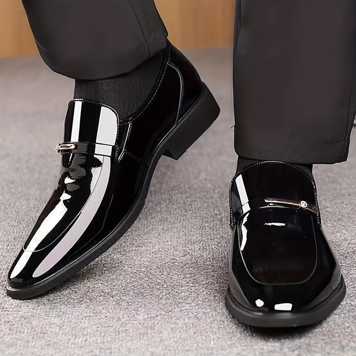 Elegant men's pointed toe slip-on loafers, perfect for formal & professional occasions.