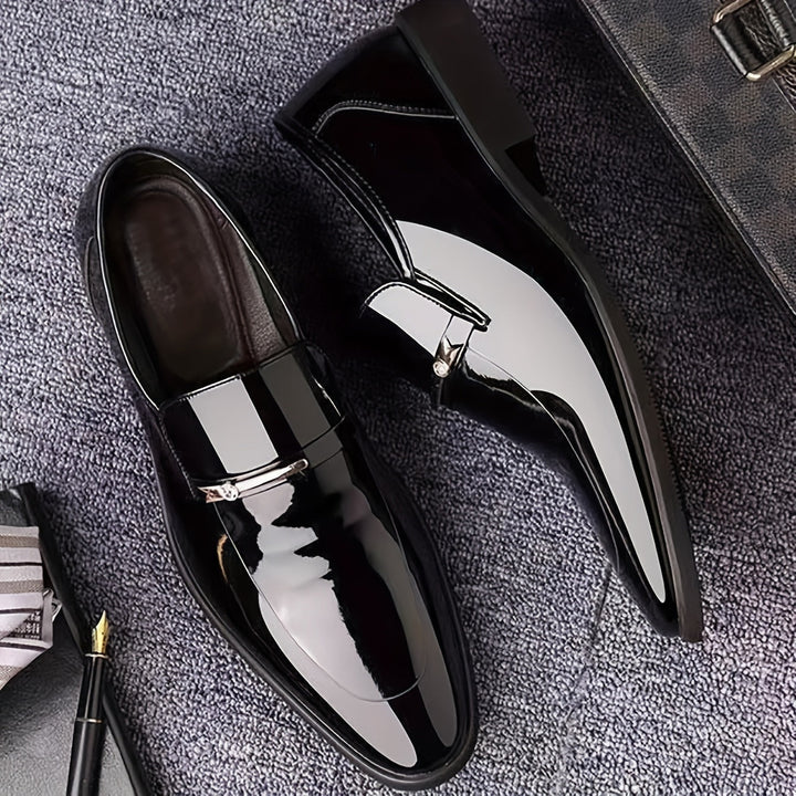 Comfortable men's pointed toe slip-on loafers, elegant footwear for smart casual & formal events.