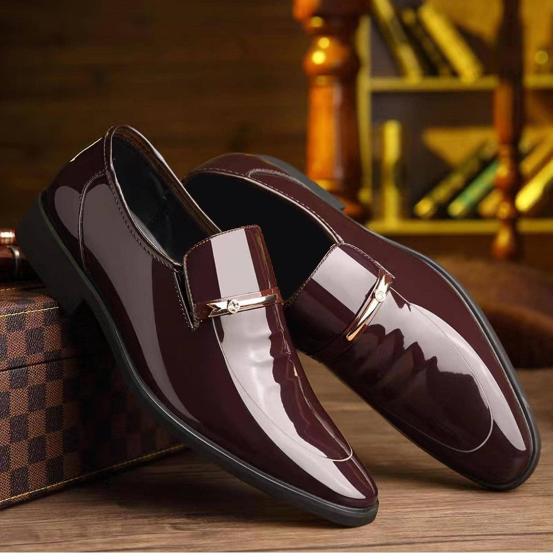 Men's formal pointed toe slip-on loafers, suitable for professional wear & evening fashion.