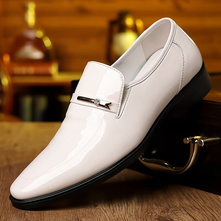 Men's pointed toe slip-on loafers. Elegant, formal, & professional dress shoes for men's fashion.