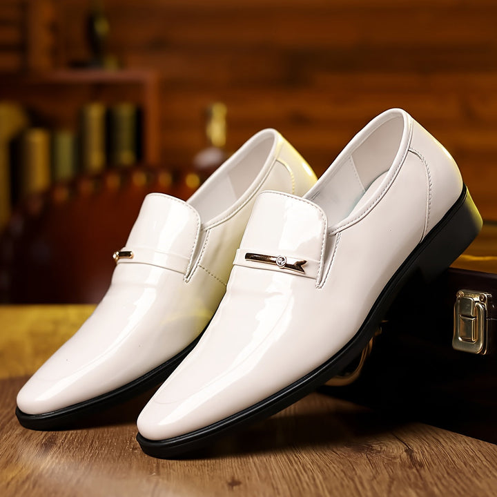 Modern men's pointed toe slip-on loafers, ideal for smart casual, formal & evening dress.
