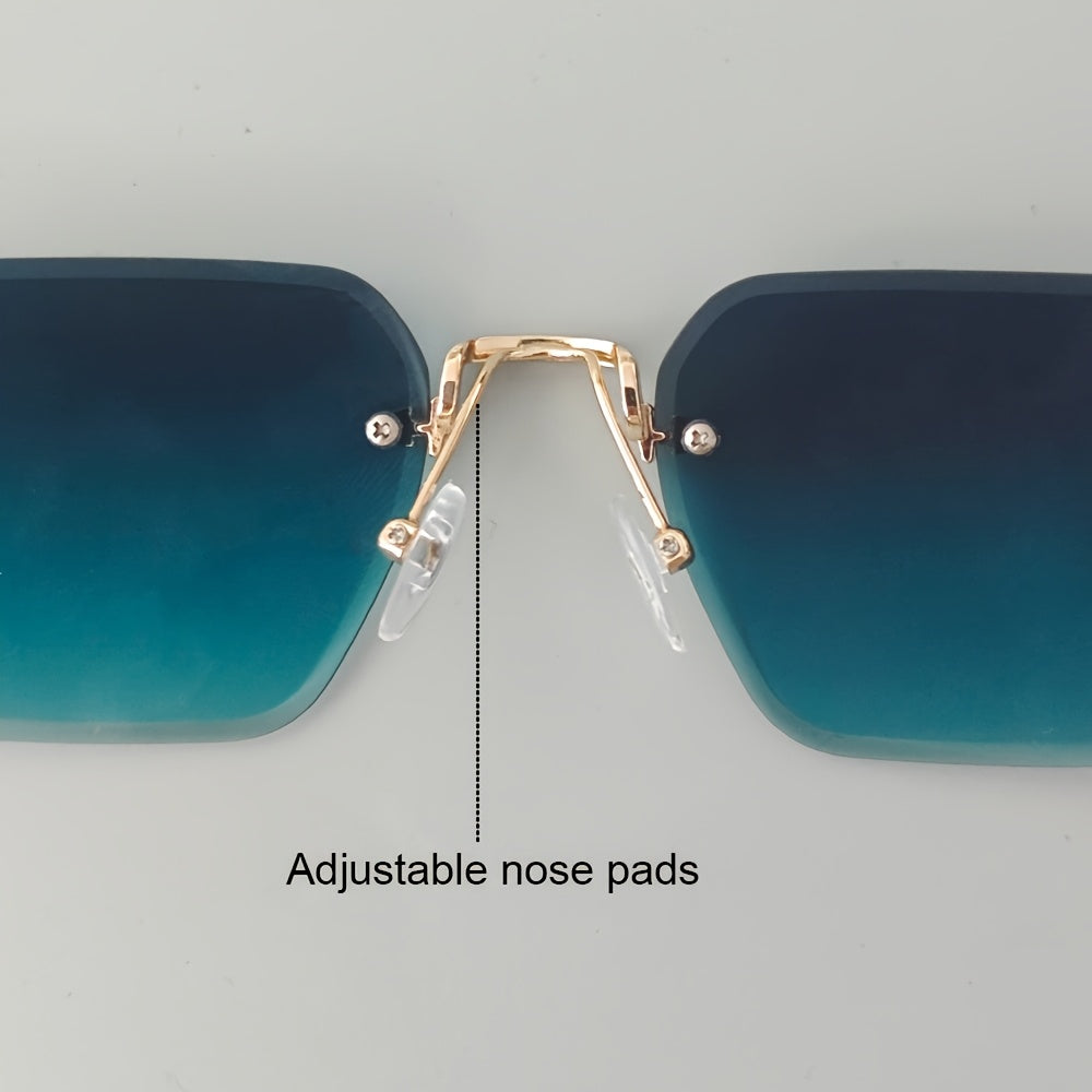 Stylish men's rimless square glasses, modern minimalist design, offering elegance and ultimate comfort.
