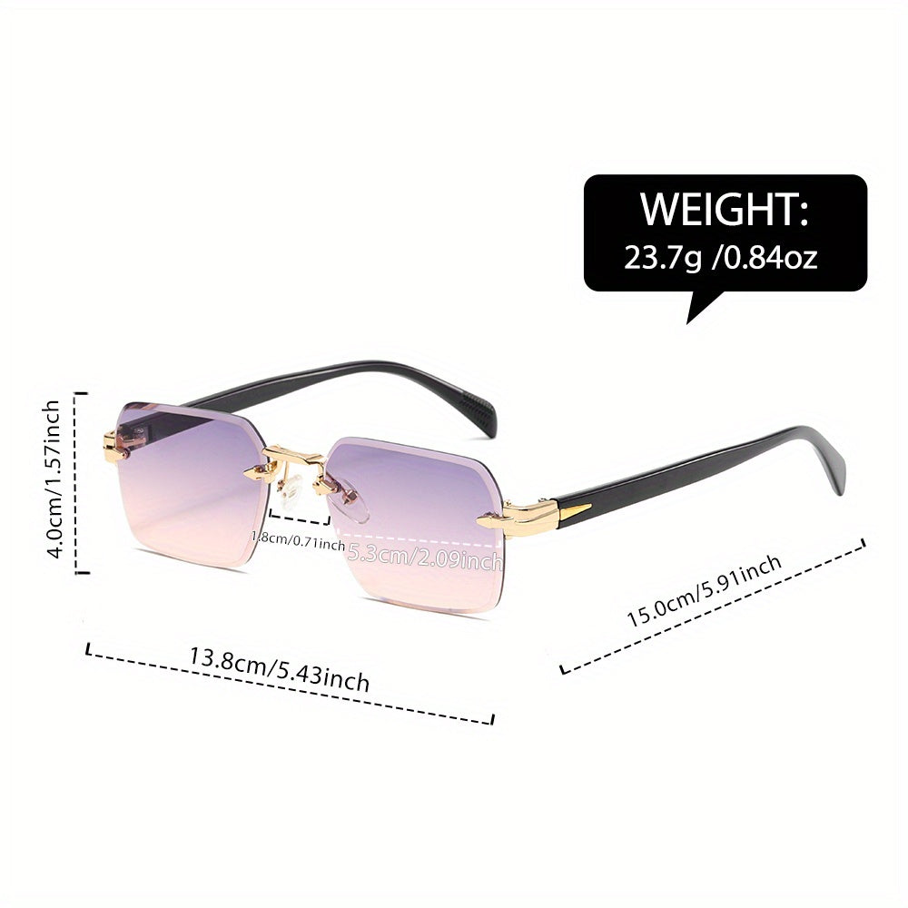 Modern minimalist men's rimless square glasses, lightweight and sophisticated for everyday style.