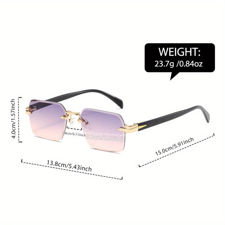 Modern minimalist men's rimless square glasses, lightweight and sophisticated for everyday style.