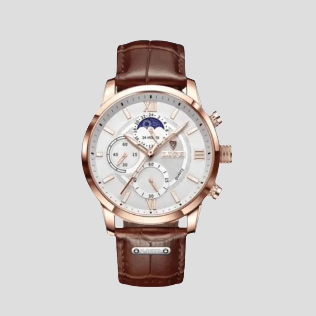 Elegant men's slim dress watch with minimalist design, stainless steel case, and quartz movement for formal or casual wear.