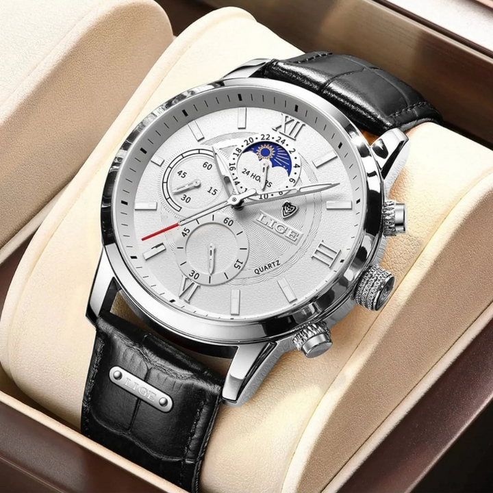 Stylish men's slim minimalist dress watch. Features a sleek stainless steel design, perfect elegant formal & casual wear.