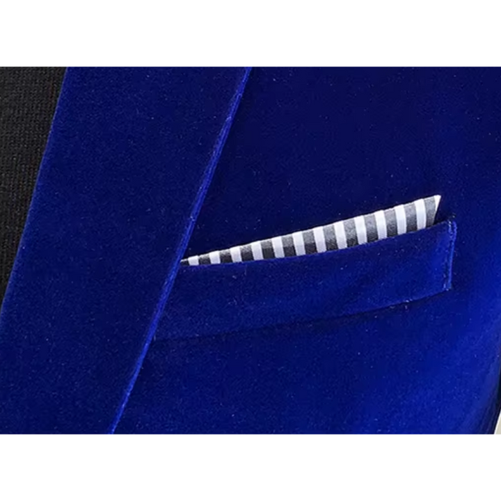 Men's Slim Fit Velvet Blazer - elegant one-button suit jacket for formal occasions, parties, and wedding attire.