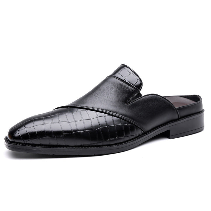 Close-up of elegant men's slip-on loafers, highlighting premium material and comfortable design.