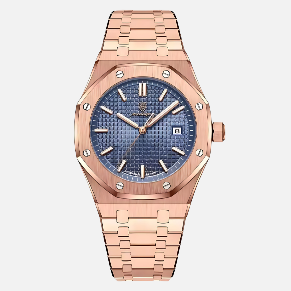 New men's classic quartz watch in stainless steel, a durable and sophisticated wristwatch timepiece.
