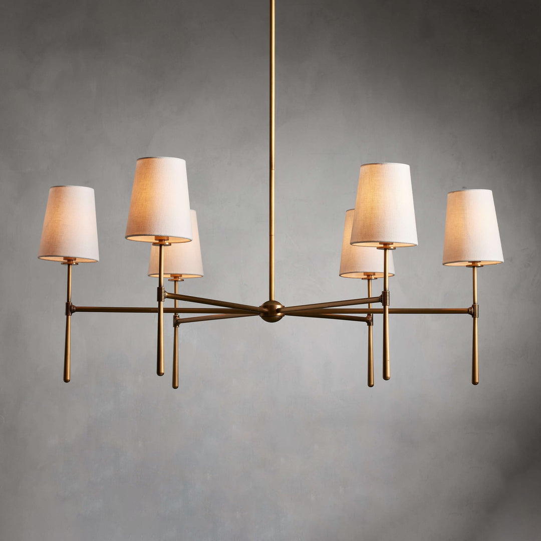 Living room elegant chandelier, black finish, modern lighting fixture.