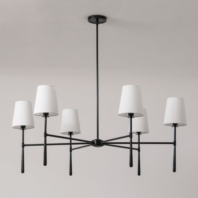 Adjustable brass finish chandelier, elegant modern home lighting.