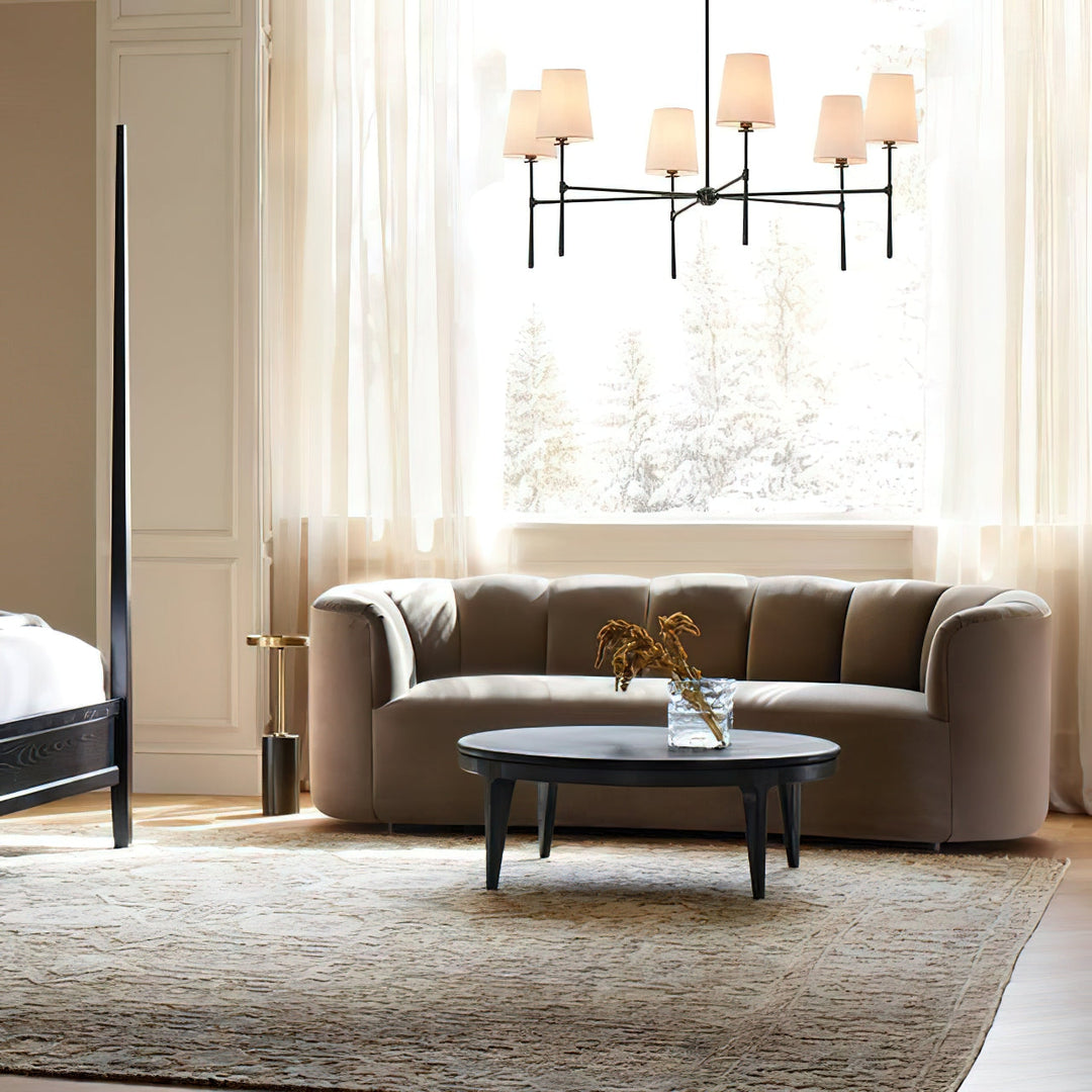 Hardwired brass chandelier for modern homes, elegant mid-century design.