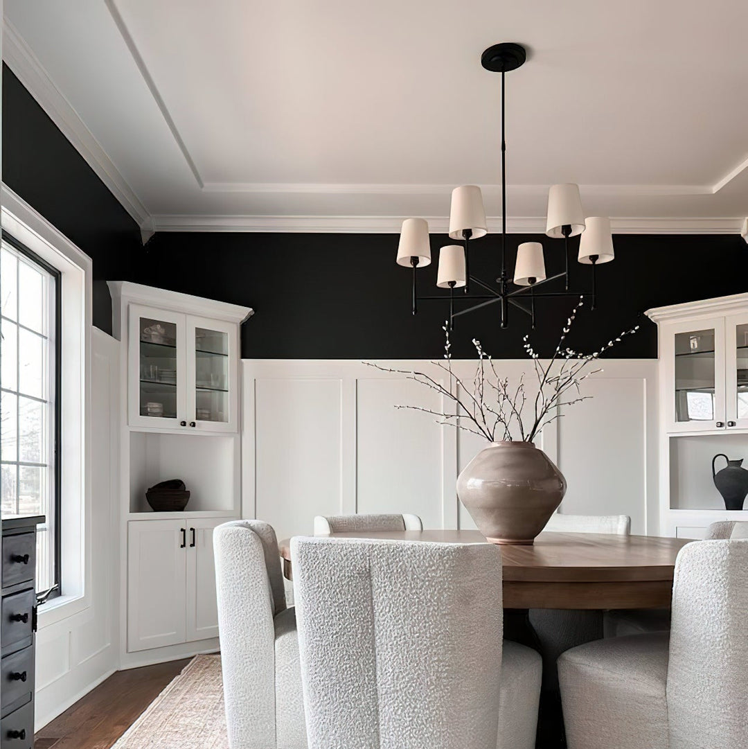 Elegant dining room chandelier, mid-century style, a timeless modern lighting fixture.