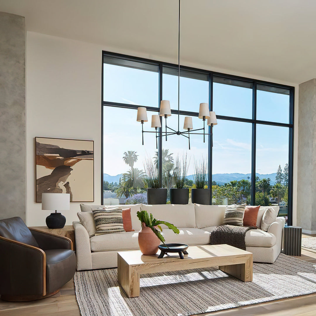 Modern lighting fixture, adjustable brass mid-century chandelier.