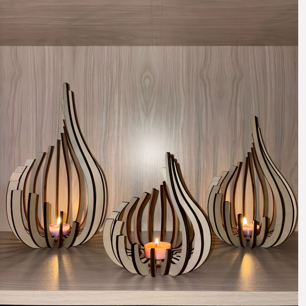 Elegant modern minimalist candle holder for pillar or taper candles, perfect for tabletop & shelf home decor.