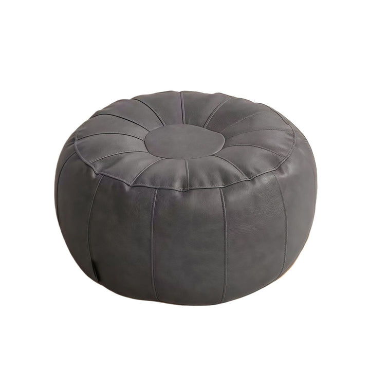 Elegant modern round stool, stylish accent furniture for living room decor. Perfect contemporary footrest or extra seat.