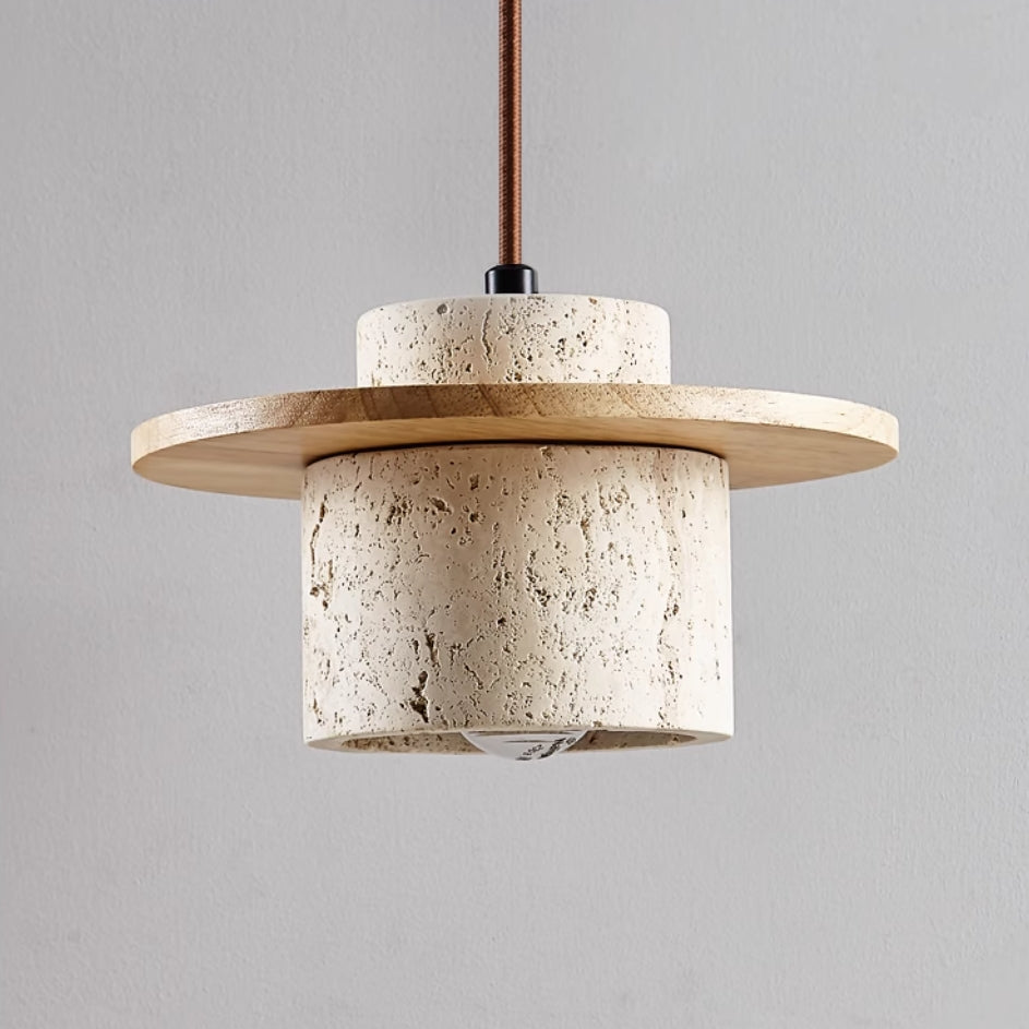 Retro-modern travertine pendant light, a chic ceiling lamp with a smooth matte finish, perfect for unique home lighting.