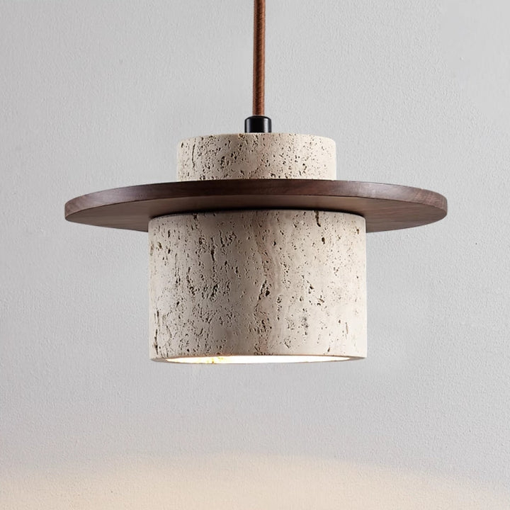 Adjustable modern travertine pendant light, a versatile ceiling lamp with matte finish for functional home lighting.
