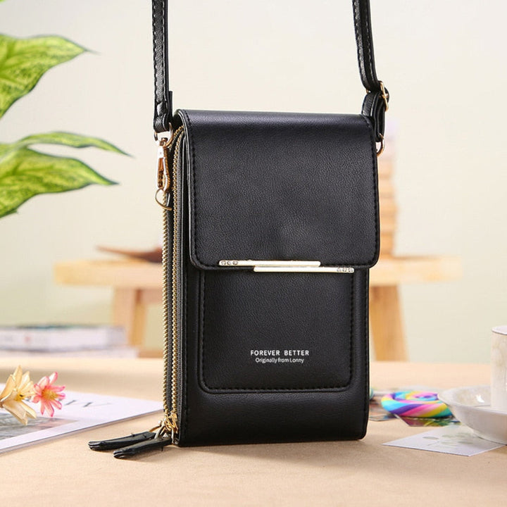 Versatile multi-color women's crossbody bag with smart touchscreen, ideal for travel & fashion.