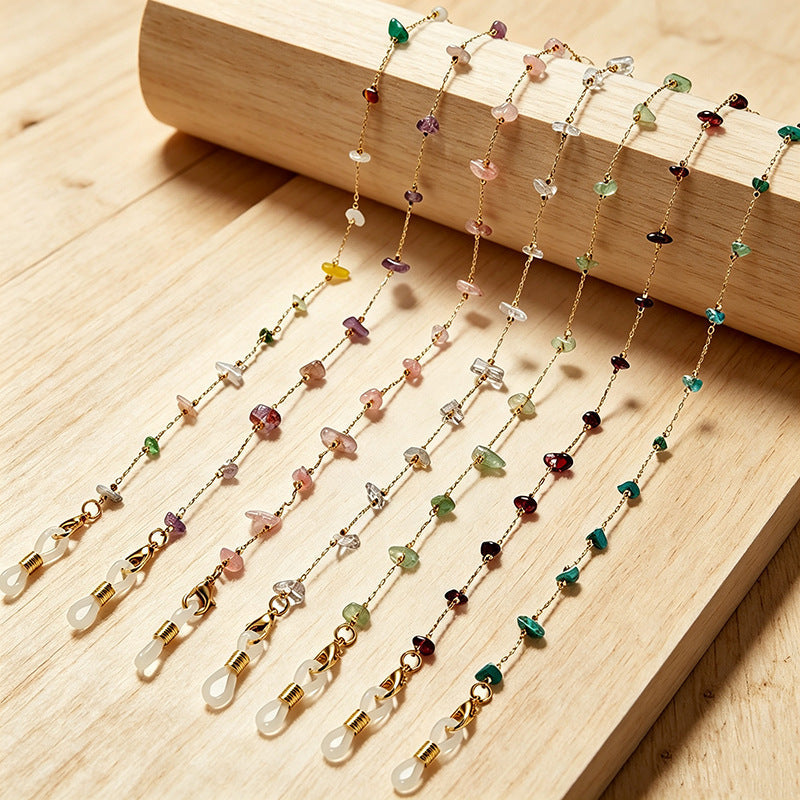Elegant multi-string gemstone necklace for women with colorful stones.