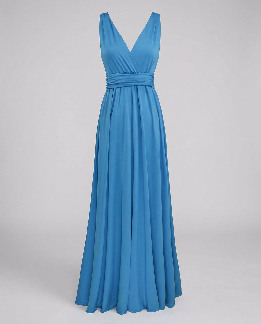 Sophisticated women's multiway wrap maxi dress with V-neck, a versatile formal evening gown.