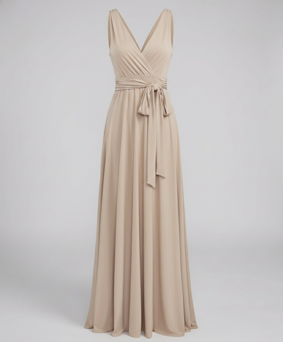 Elegant V-neck multiway wrap dress for women, a comfortable maxi style perfect for parties & formals.