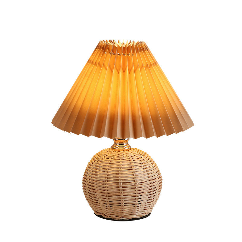 USB powered rattan table lamp, modern LED lighting for stylish Nordic home decor.