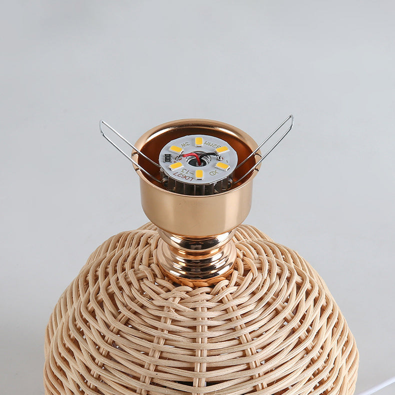 USB powered, eco-friendly rattan LED table lamp, modern Nordic design for living areas.