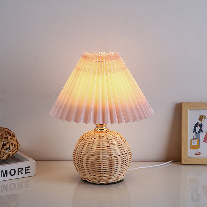 Modern home decor: elegant rattan LED table lamp with Nordic design for ambiance.