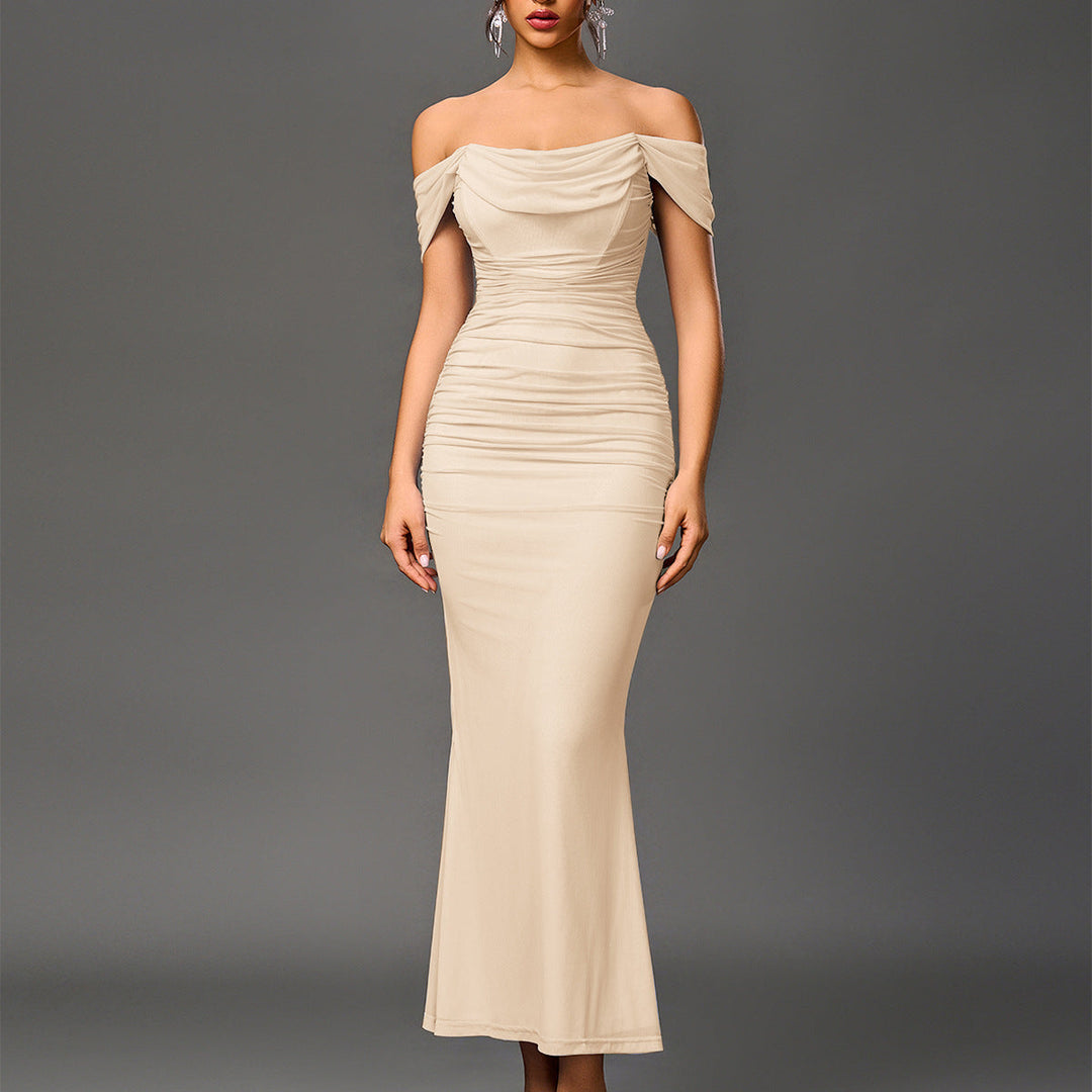 Beautiful off-shoulder backless mermaid dress, a perfect formal evening gown for women.