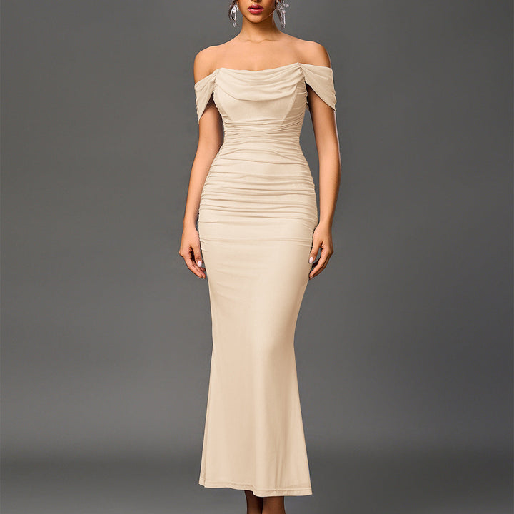 Beautiful off-shoulder backless mermaid dress, a perfect formal evening gown for women.