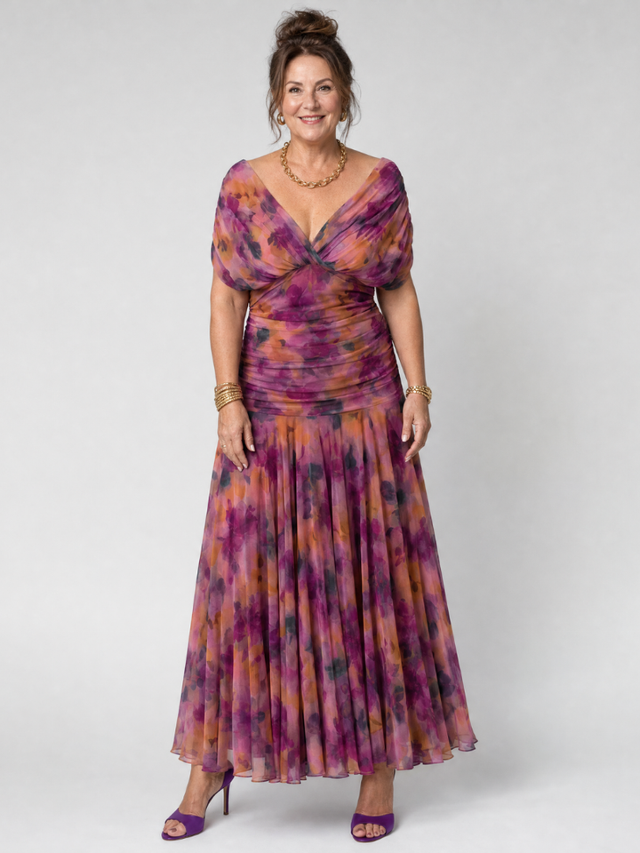 Effortless off-shoulder flowy midi dress, a comfortable summer essential for women.