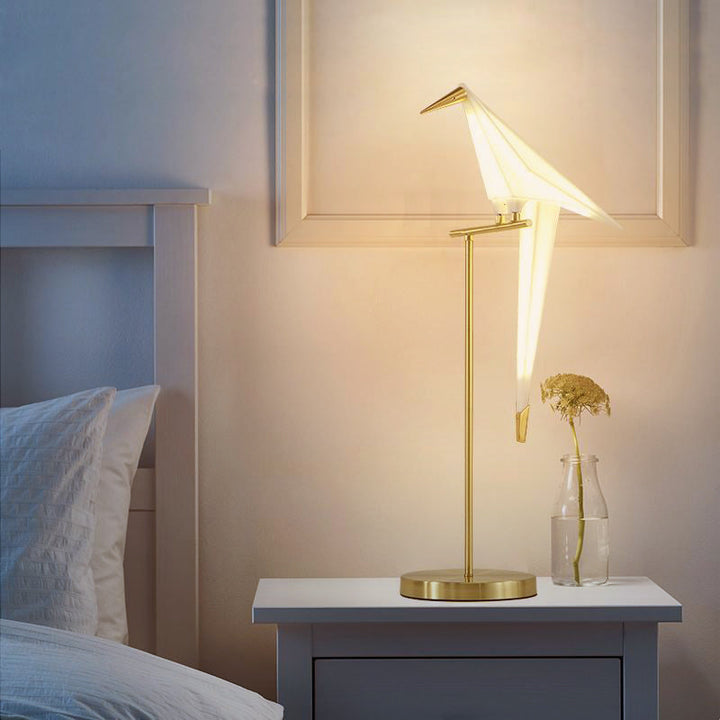 Wireless magnetic origami bird lamp, versatile table or floor lamp for any modern space.